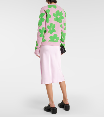 Shop Jil Sander Floral Wool-blend Sweater In Pink