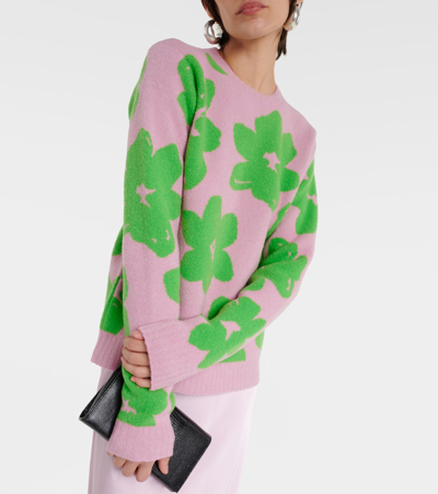 Shop Jil Sander Floral Wool-blend Sweater In Pink