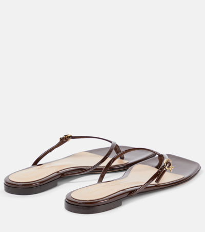 Gianvito Rossi Patent Leather Thong Sandals In Brown