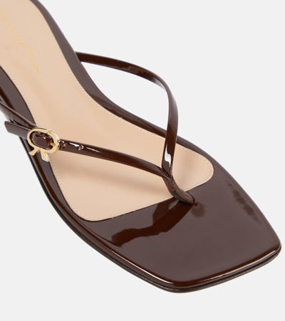 Gianvito Rossi Patent Leather Thong Sandals In Brown