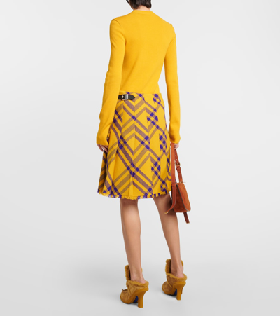 Shop Burberry Checked Wool Wrap Skirt In Multicoloured