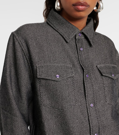 Shop God's True Cashmere Cashmere And Cotton Denim Shirt In Purple