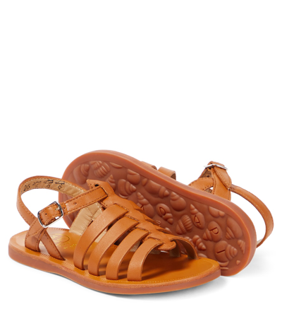 Shop Pom D'api Plagette Strap Leather Sandals In Brown