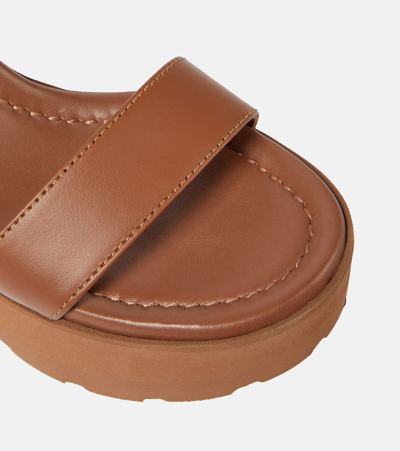 Gianvito Rossi Leather Platform Wedge Sandals In Brown