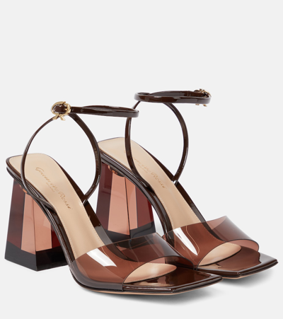 Shop Gianvito Rossi Cosmic 85 Leather-trimmed Pvc Sandals In Brown