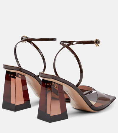 Shop Gianvito Rossi Cosmic 85 Leather-trimmed Pvc Sandals In Brown