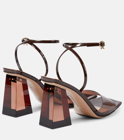 Gianvito Rossi Cosmic Leather-trimmed Tpu Sandals In Brown
