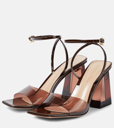 Shop Gianvito Rossi Cosmic 85 Leather-trimmed Pvc Sandals In Brown