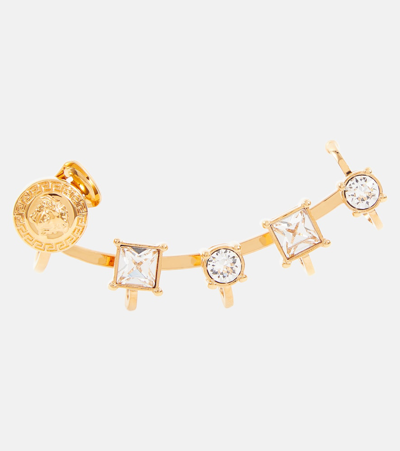 Shop Versace Medusa Crystal-embellished Cuff Earring In Gold