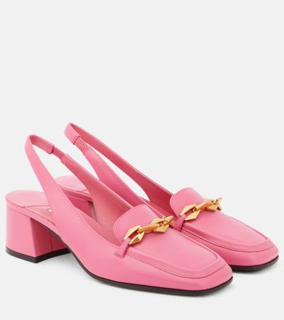 Shop Jimmy Choo Diamond Tilda 45 Leather Loafer Pumps In Pink