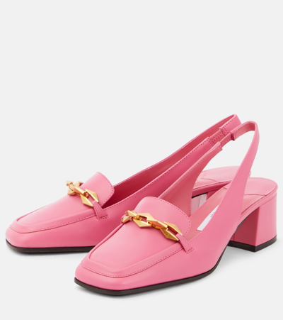 Shop Jimmy Choo Diamond Tilda 45 Leather Loafer Pumps In Pink