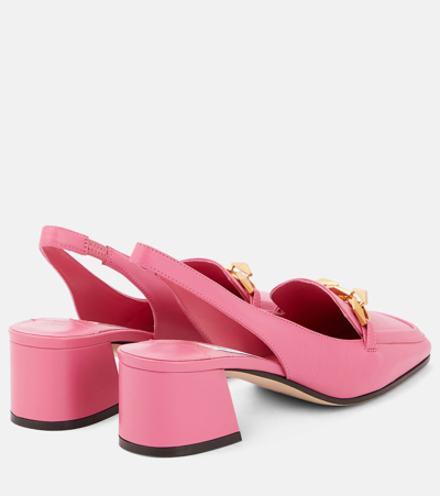 Shop Jimmy Choo Diamond Tilda 45 Leather Loafer Pumps In Pink