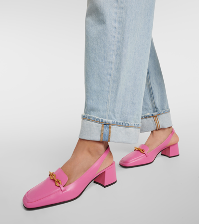 Shop Jimmy Choo Diamond Tilda 45 Leather Loafer Pumps In Pink