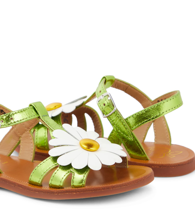 Shop Pom D'api Plagette Big Flo Leather Sandals In Green