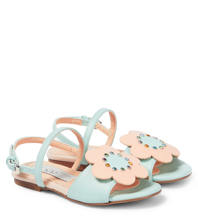 Shop Stella Mccartney Floral-appliqué Faux Leather Sandals In Multicoloured