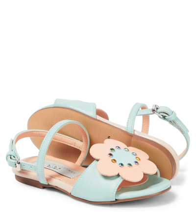 Shop Stella Mccartney Floral-appliqué Faux Leather Sandals In Multicoloured