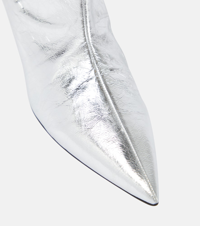 Jil Sander Metallic Leather Ankle Boots In Silver