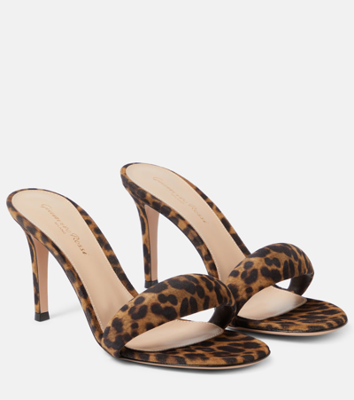 Shop Gianvito Rossi Bijoux 85 Leopard-print Leather Mules In Brown