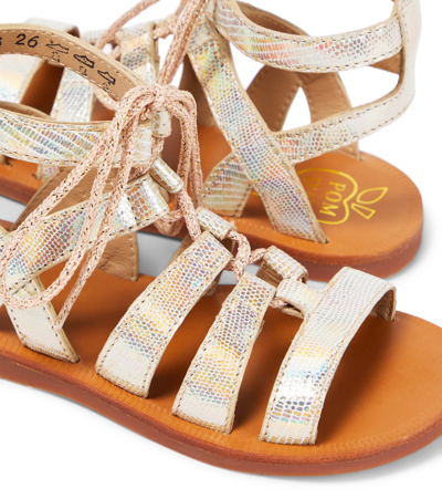 Shop Pom D'api Plagette Guily Strap Leather Sandals In Gold