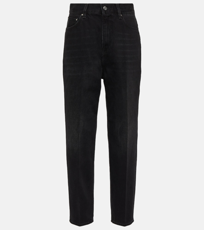 Shop Totême Mid-rise Tapered Jeans In Black