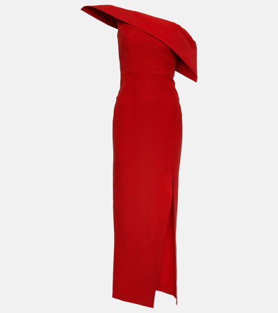 Shop Roland Mouret Asymmetric Wool And Silk Gown In Red