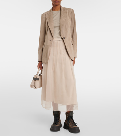 Brunello Cucinelli Cashmere And Silk-blend Sweater In Brown
