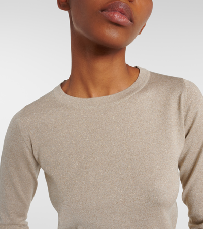 Shop Brunello Cucinelli Cashmere And Silk-blend Sweater In Brown