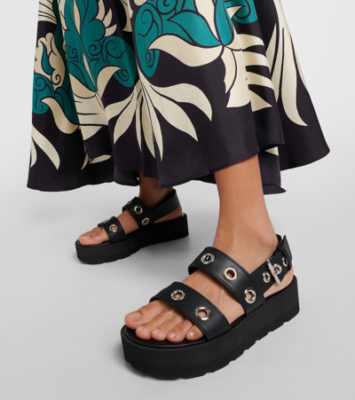Gianvito Rossi Leather Platform Sandals In Black