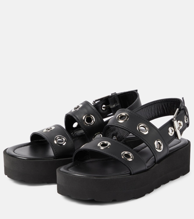 Shop Gianvito Rossi Leather Platform Sandals In Black