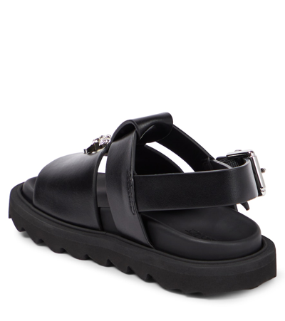 Versace La Medusa Leather Sandals In Black
