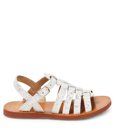 Shop Pom D'api Plagette Strap Leather Sandals In White