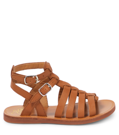 Pom D'api Plagette Leather Cage Sandals In Brown