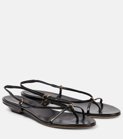 Shop Khaite Marion Leather Thong Sandals In Black