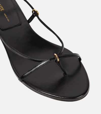 Shop Khaite Marion Leather Thong Sandals In Black