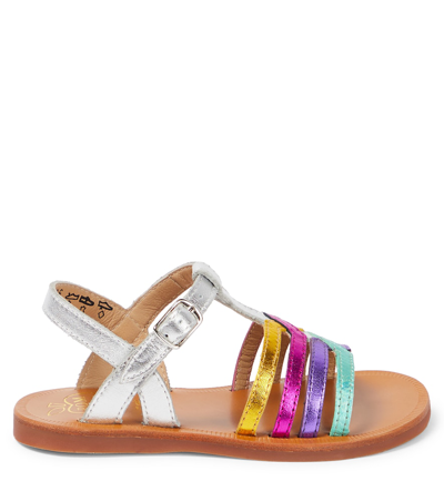 Pom D'api Plagette New Salome Leather Sandals In Silver