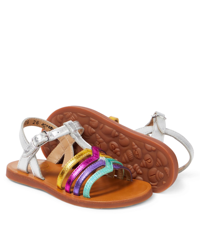 Pom D'api Plagette New Salome Leather Sandals In Silver