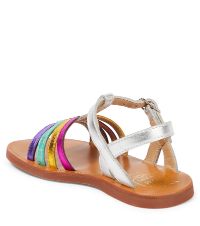 Shop Pom D'api Plagette New Salome Leather Sandals In Silver