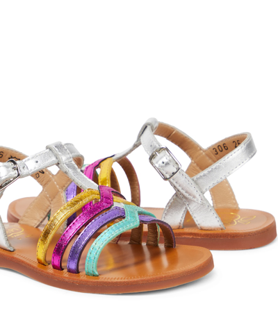 Pom D'api Plagette New Salome Leather Sandals In Silver