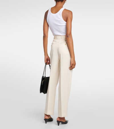 Totême Pleated Straight Pants In Beige