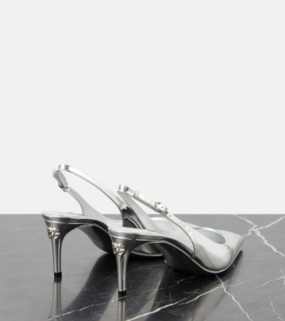 Dolce & Gabbana 60 Mirrored Leather Slingback Pumps In Silver