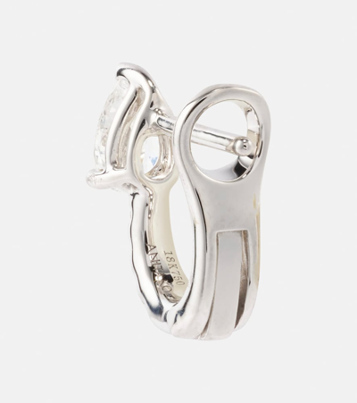 Anita Ko 18kt Gold Huggie Earrings With Diamonds In Silver