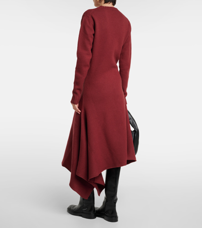 Jil Sander Asymmetric Wool Maxi Dress In Orange