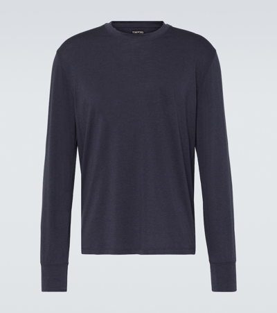 Shop Tom Ford Jersey Top In Blue