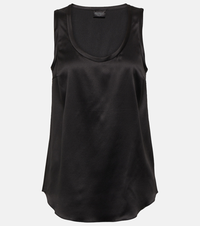 Brunello Cucinelli Silk Top In Black