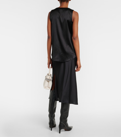 Shop Brunello Cucinelli Silk-blend Tank Top In Black