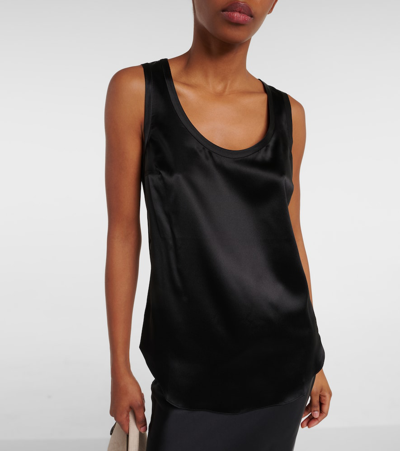 Shop Brunello Cucinelli Silk-blend Tank Top In Black