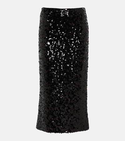 Shop Dolce & Gabbana Sequined Pencil Skirt In Black