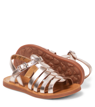 Pom D'api Plagette Strap Leather Sandals In Gold