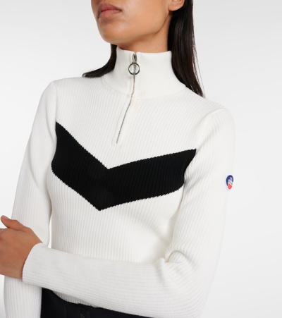 Shop Fusalp Andromede Ribbed-knit Half-zip Sweater In White