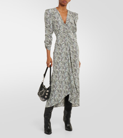 Isabel Marant Albiniga Printed Silk-blend Midi Dress In Ecru